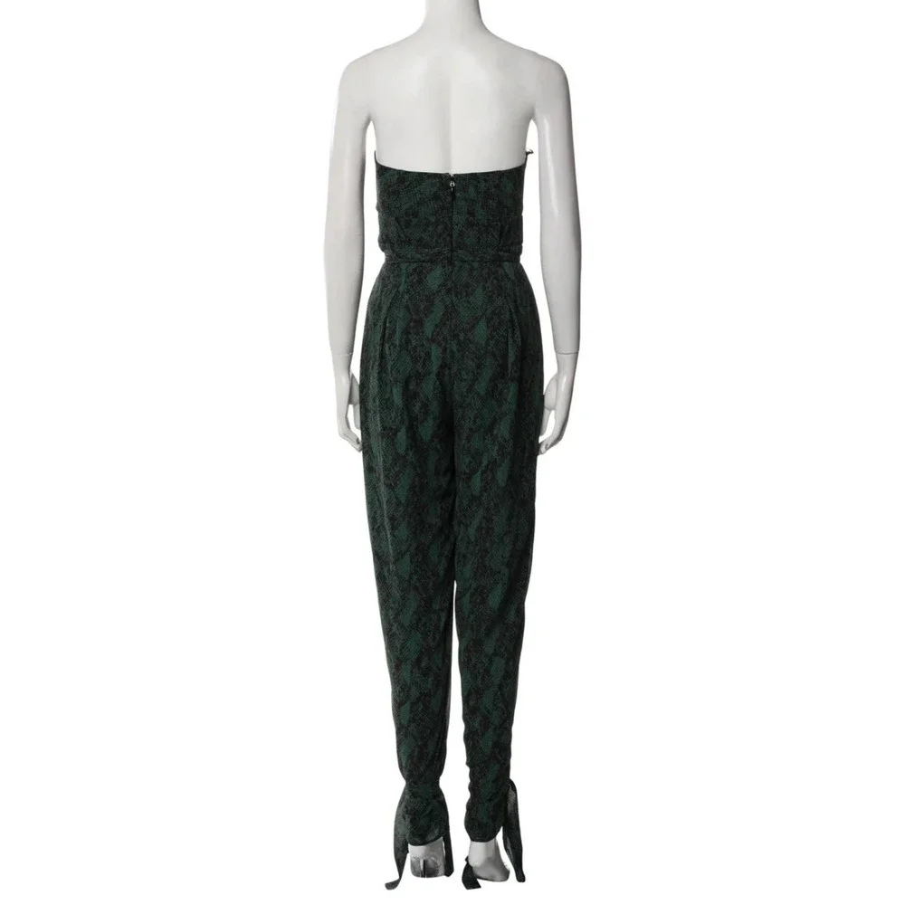 New Michael Costello Revolve Jumpsuit Snakeskin Strapless Corset Small Green - Picture 4 of 8